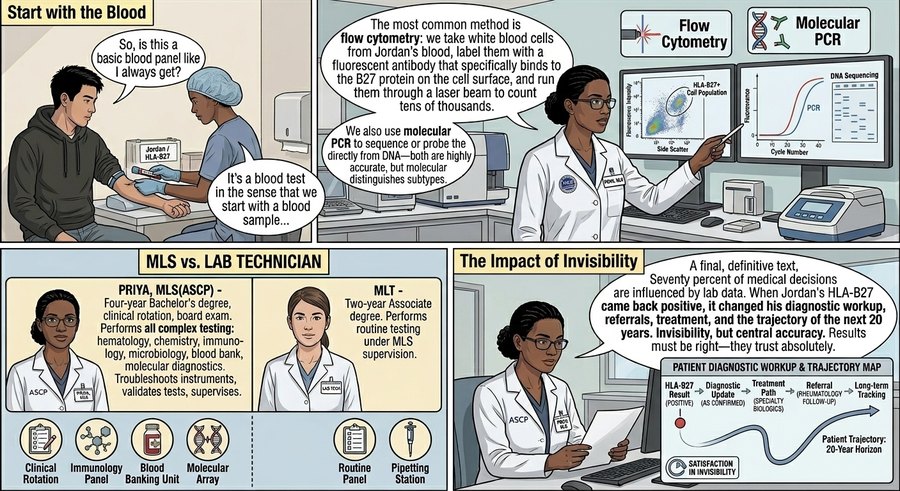 Comic panel: the medical laboratory scientist at work in the clinical laboratory